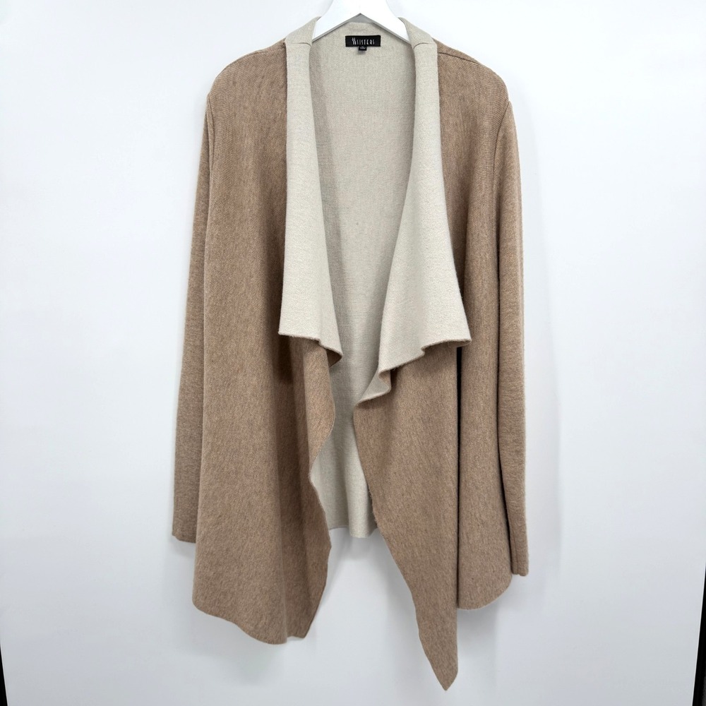 II Two Sisters Cardigan Sweater XL Slouchy Draped Open Front Minimalist Neutral